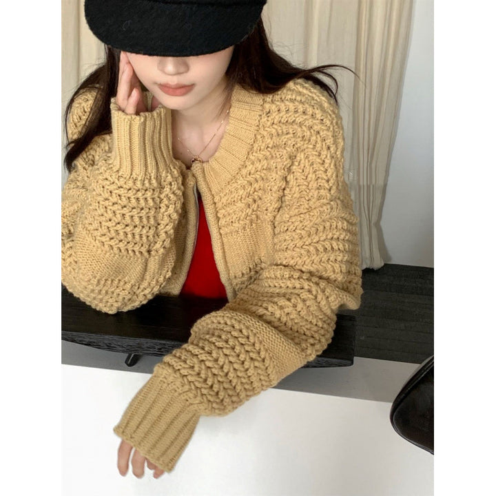 Damen komfortable Strickjacke mit strukturiertem Design Drune