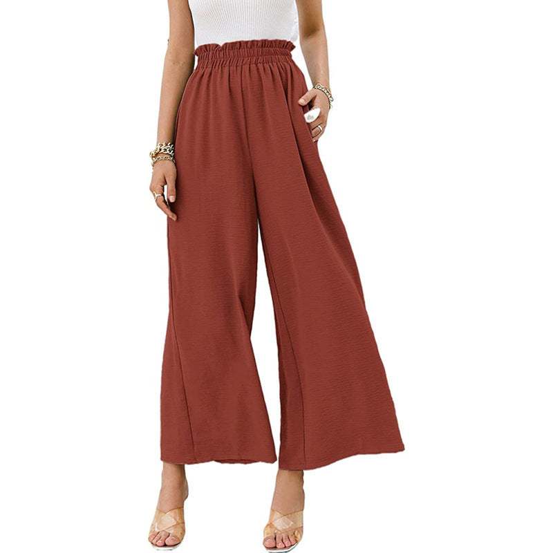 Damen Weite Palazzo-Hose mit elastischem Bund Drune