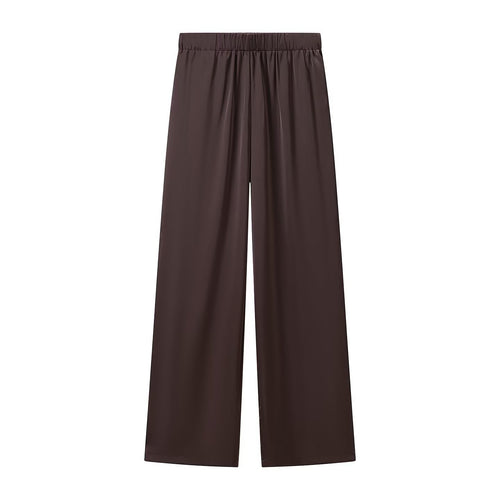 Damen Weite Palazzo-Hose mit Elastikbund und fließender Satinoptik Drune