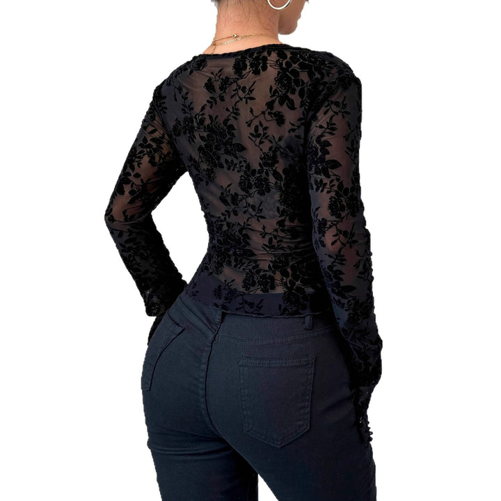 Damen Elegantes und verspieltes Oberteil mit floralen Spitzen-Details Drune