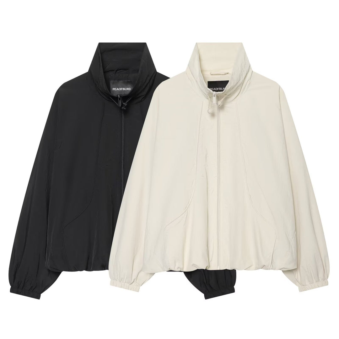 Damen Leichte wattierte Windjacke mit Stehkragen und Polka‑Dot‑Print Drune