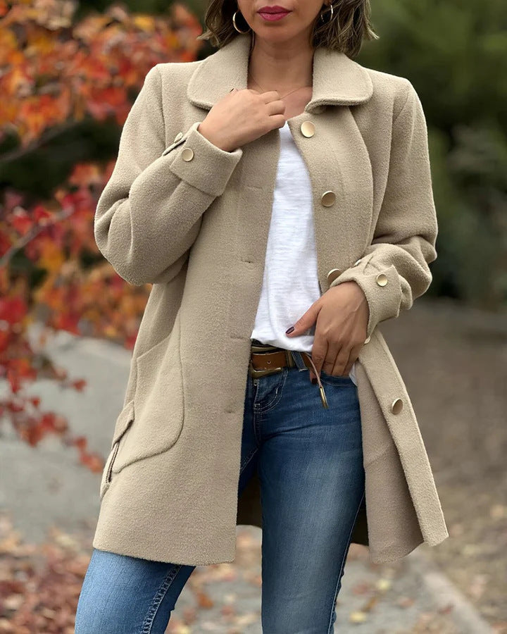 Drune | Große Tasche Seiten Schleife Wolljacke