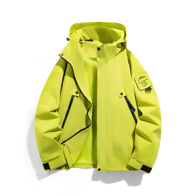 Herren wind- und wasserdichte Functional-Parka mit verschließbaren Zipper-Taschen und verstellbarer Kapuze Drune