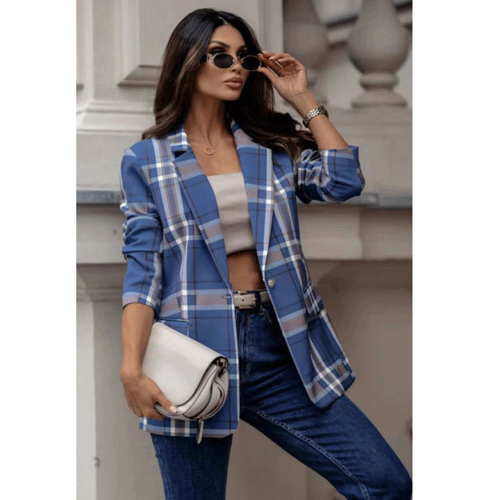 Damen Karierter Blazer Drune