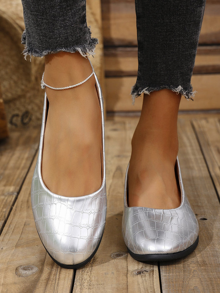 Damen Komfortable Ballerinas mit elegantem Krokodilmuster Drune