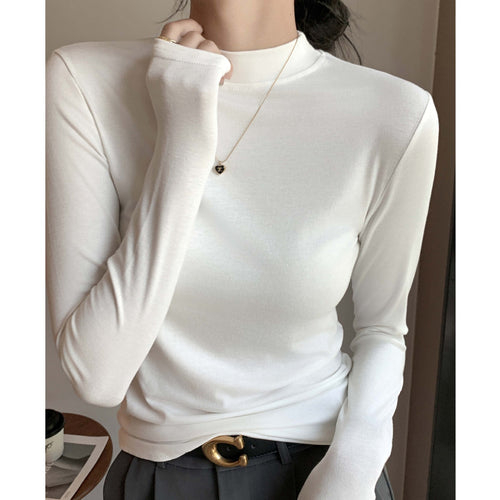 Damen Elegantes Langarmshirt mit hochgeschlossenem Kragen Drune