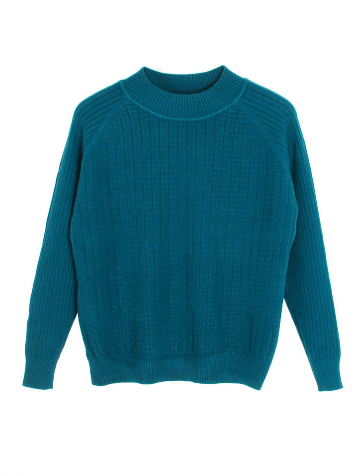 Damen Feinstrickpullover mit attraktivem Rippenmuster und hochgeschlossenem Kragen Drune
