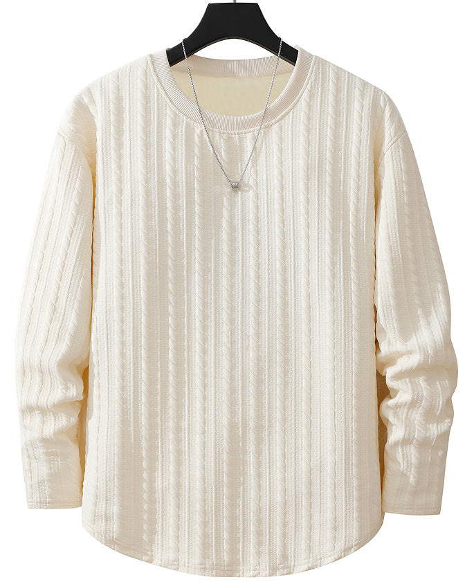 Herren Feinstruktur-Grobstrick Rundhals-Sweatshirt mit Zopfmuster & relaxed Schnitt Drune
