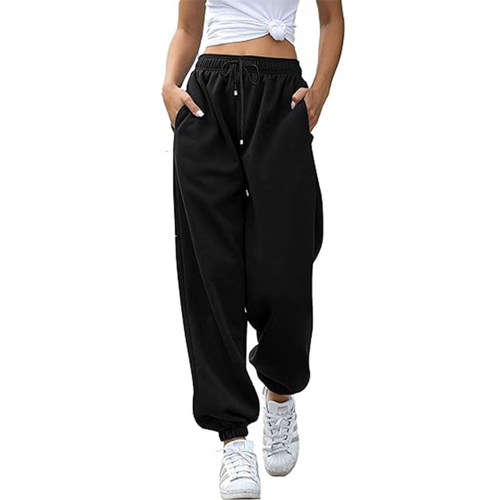Damen nan Cozy-Sweat-Palazzohose mit hohem Komfortbund, integriertem Kordelzug und gerafften Knöchelabschlüssen Drune