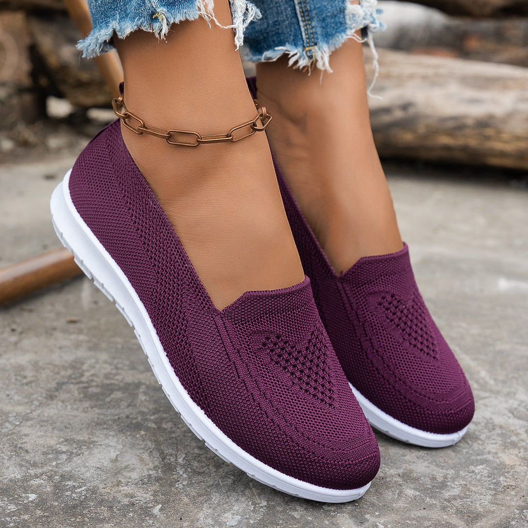 Damen Atmungsaktive Slip-On Freizeitschuhe mit komfortablem Absatz Drune