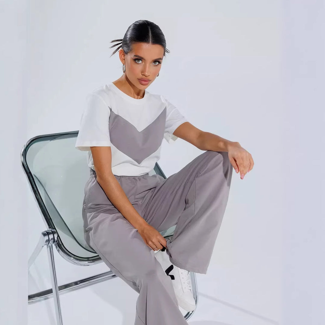 Damen lässiges T-Shirt mit modernem Farbblockdesign und leichtem Oversized-Schnitt