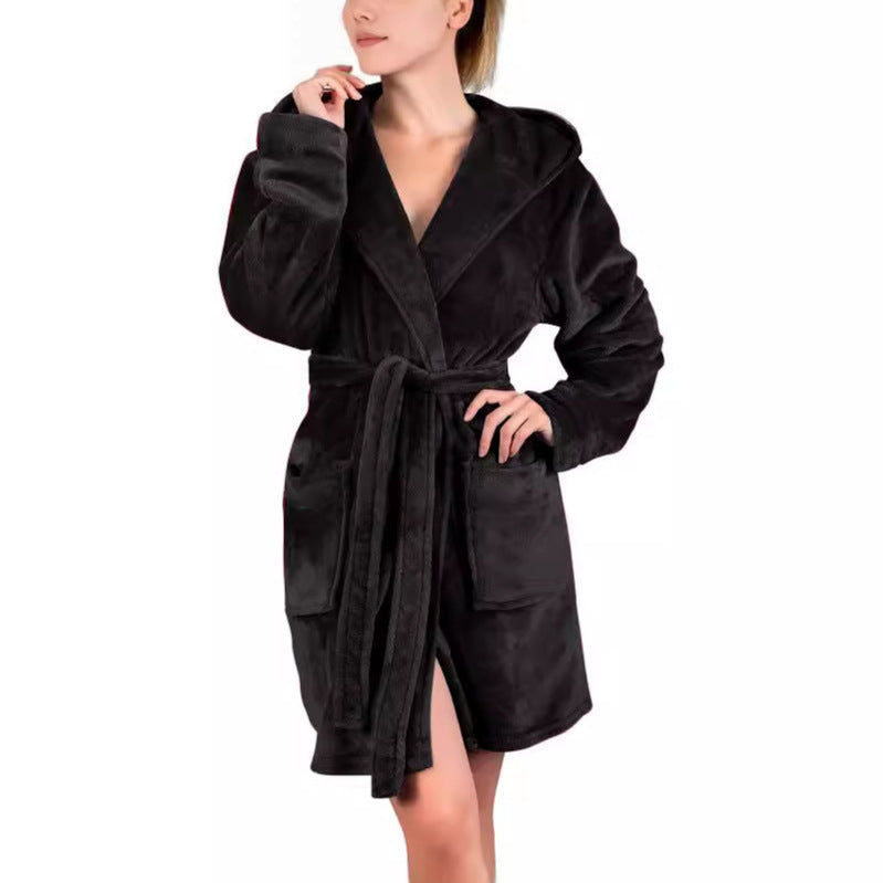 Damen Bademantel aus weichem Mikrofaserstoff Drune