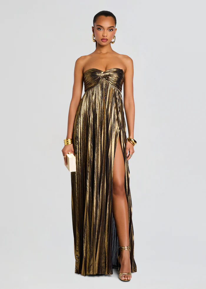 Damen Abendkleid mit schulterfreiem Design und elegantem Schlitz Drune