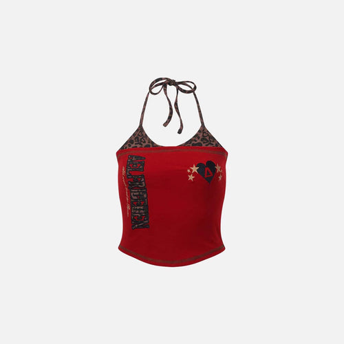 Damen Bunt bedrucktes Crop-Top mit Halterneck Drune