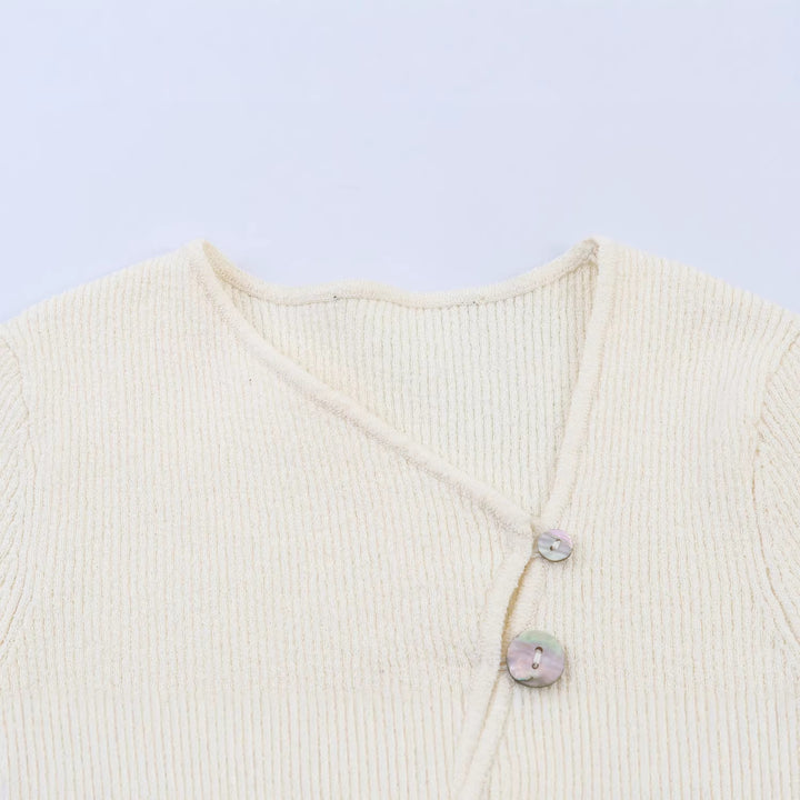 Damen Asymmetrische Feinstrick-Cardigan mit Zierknopfleiste Drune