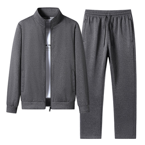 Herren sportliches Trainingsset mit Stehkragen-Blouson, durchgehendem Reißverschluss und elastischer Jogginghose Drune