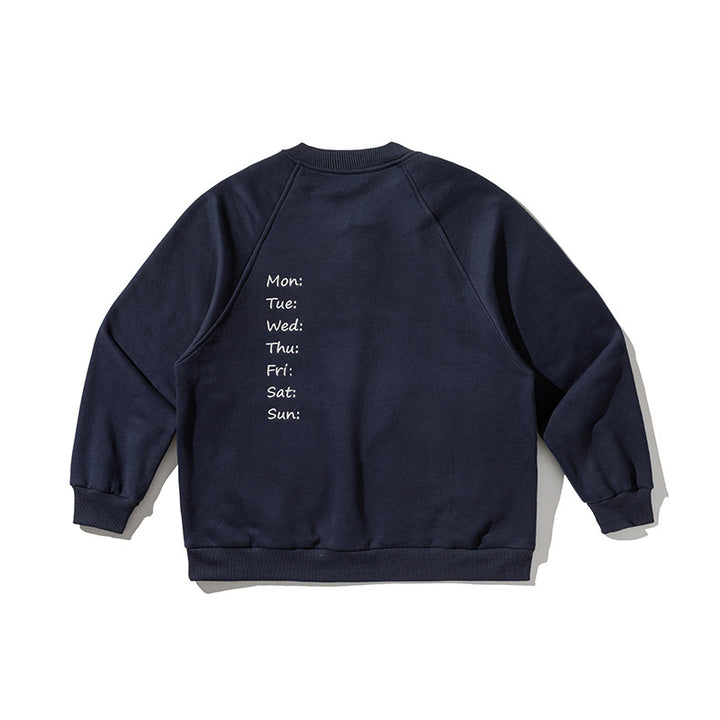 Herren Oversize-Sweatshirt mit Henley-Knopfleiste, Raglanärmeln und runden Fronttaschen Drune