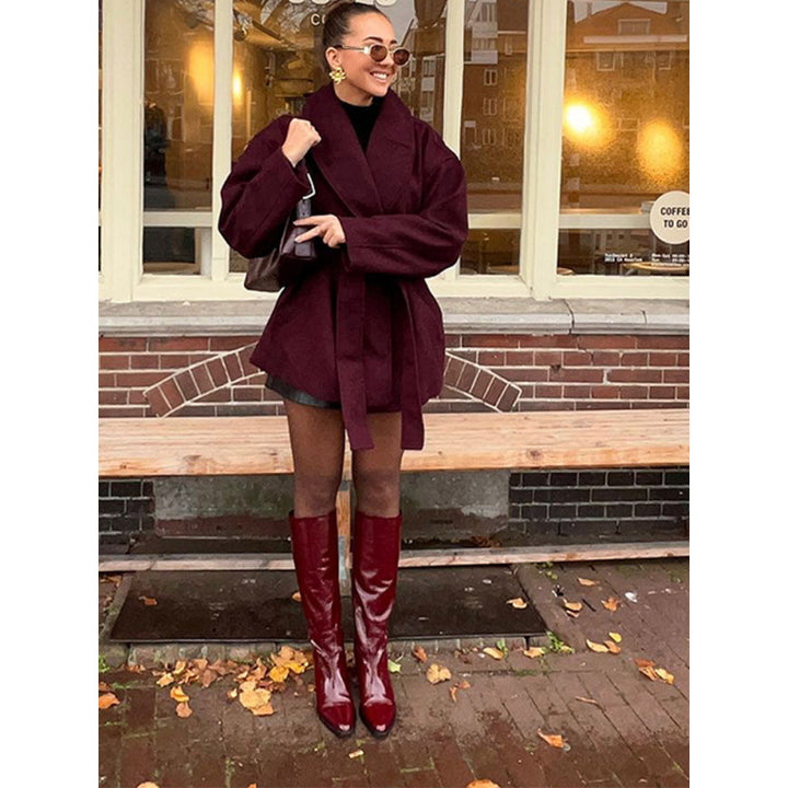 Damen Komfortabler Oversized-Mantel mit breitem Kragen Drune