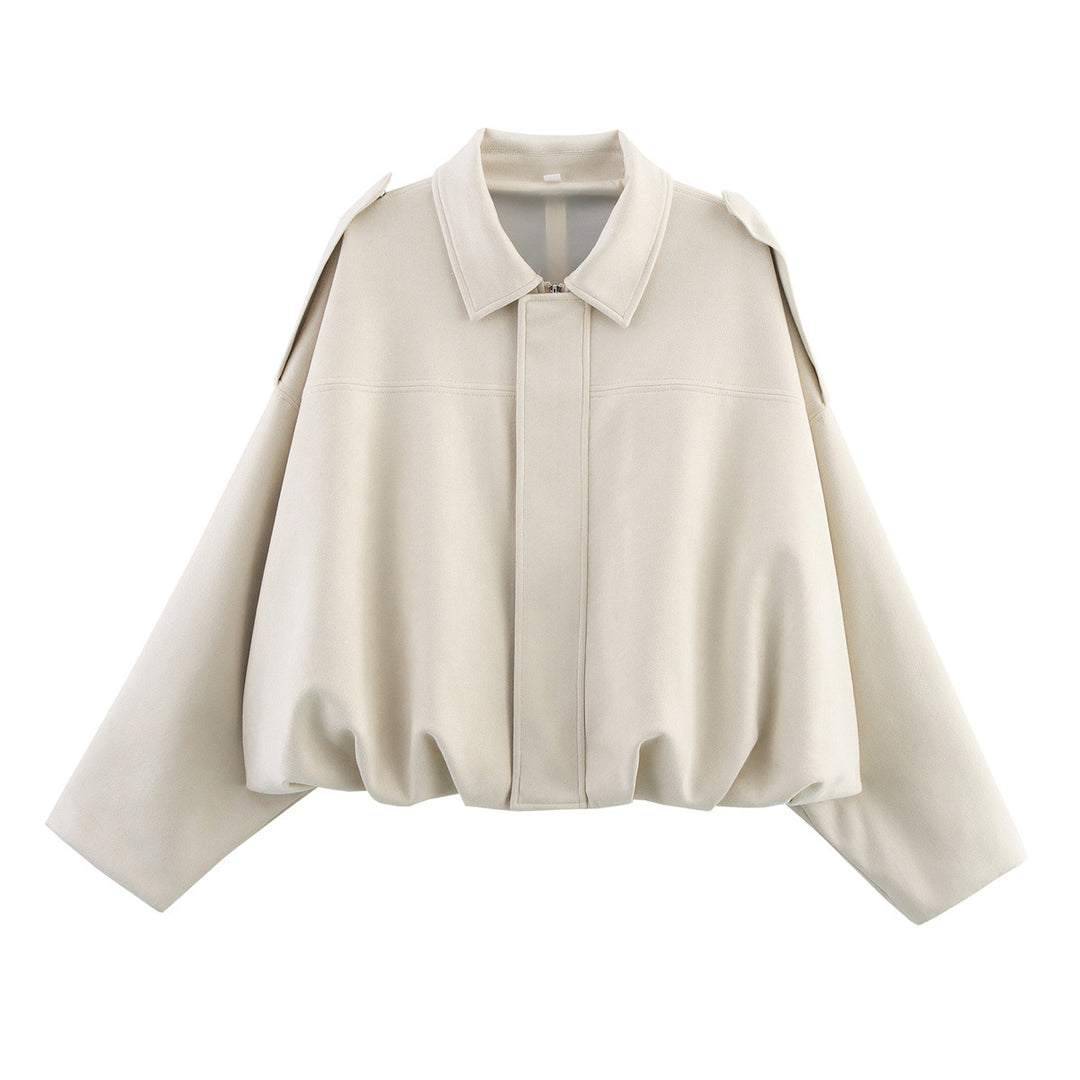 Damen Kurzjacke im Oversize-Cape‑Stil mit Ballonbund und Schulterklappen Drune