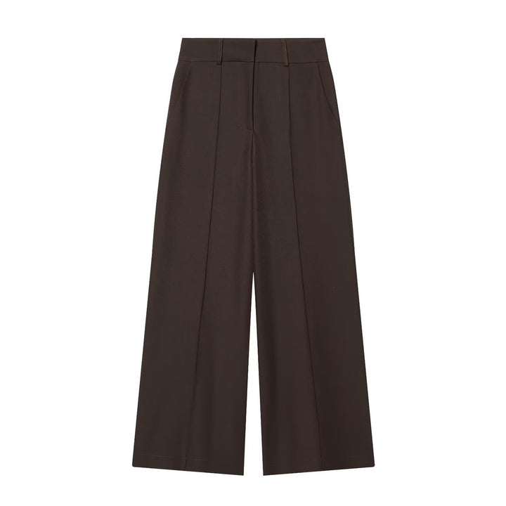 Damen weite Anzughose mit hoher Taille und Falten Drune