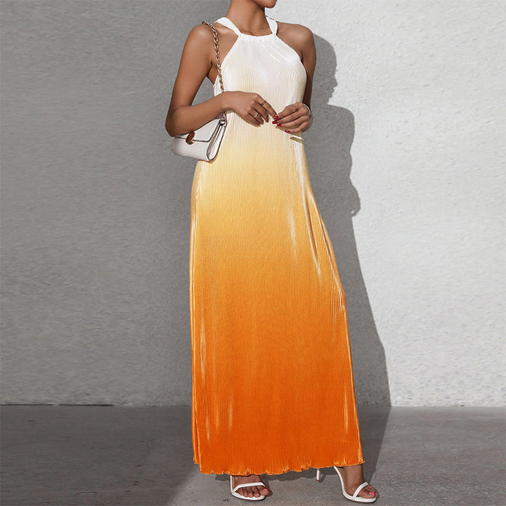 Drune | Gradient Spaghetti-Träger A-Linie Lange Kleid