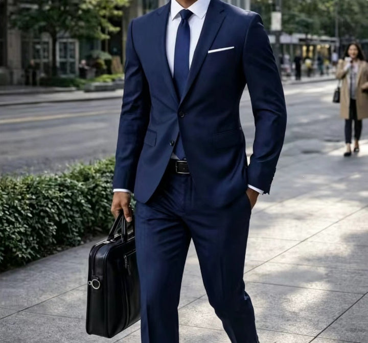 Herren Zweiteiliger Slim-Fit Businessanzug mit tailliertem Revers und schlanker Anzughose Drune
