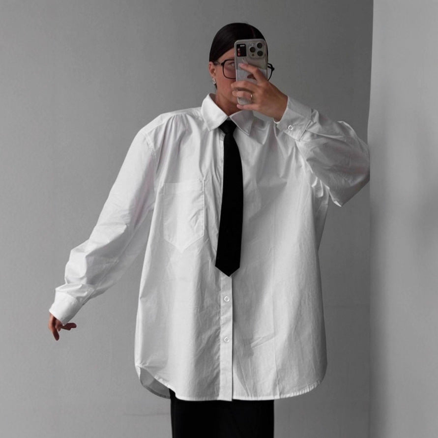 Damen Oversized Hemd mit klassischem Kragen und modischen Details Drune