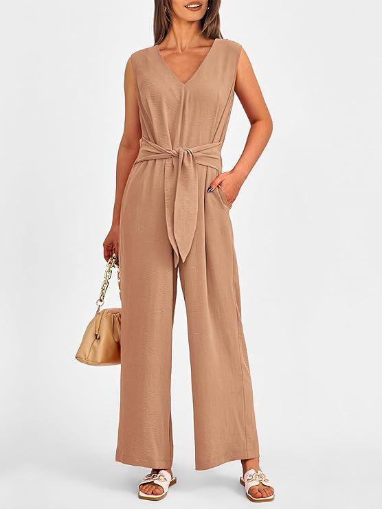 Damen eleganter Jumpsuit mit tailliertem Schnitt und weitem Bein Drune
