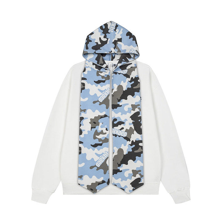 Damen Kapuzen-Sweatshirt mit überlanger Schal‑Optik und Frontzip Drune