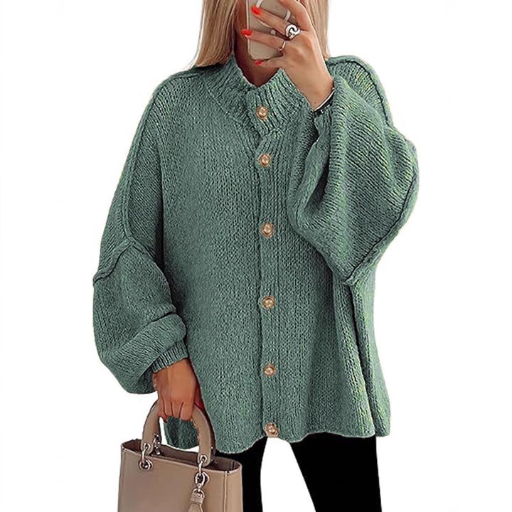Damen oversized Strickjacke mit Knopfverschluss Drune