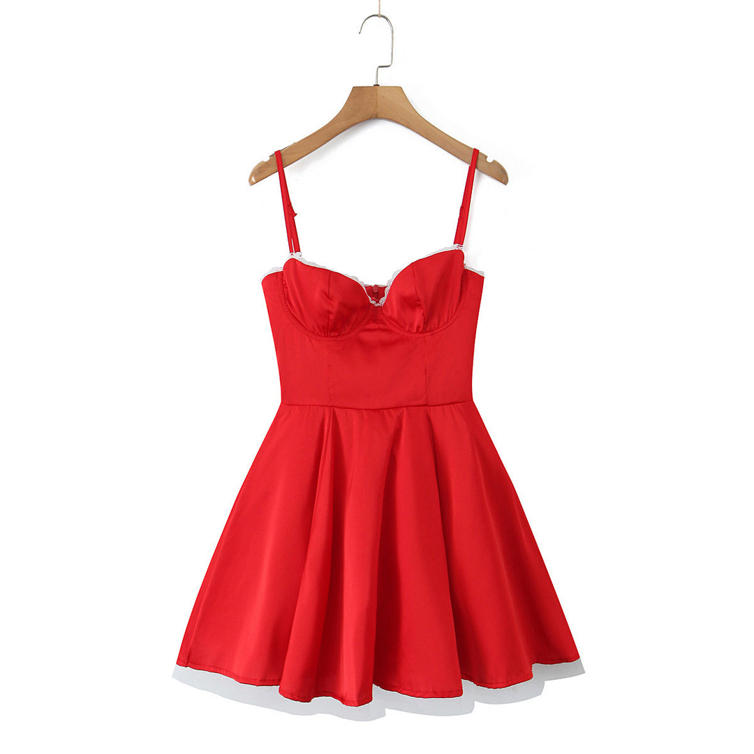 Damen romantisches Spitzenkleid mit trägerlosem Design Drune