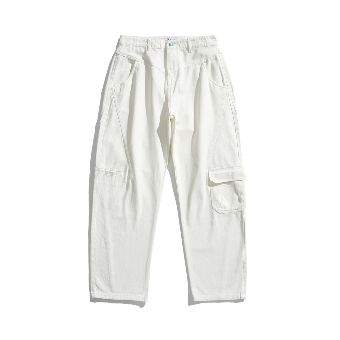 Damen High‑Waist Cargo‑Hose aus robustem Denim mit großen Pattentaschen Drune