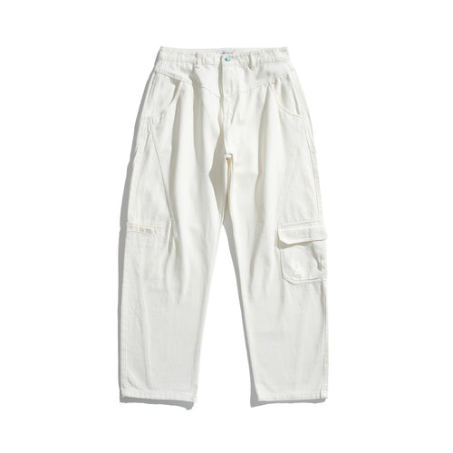 Damen High‑Waist Cargo‑Hose aus robustem Denim mit großen Pattentaschen Drune