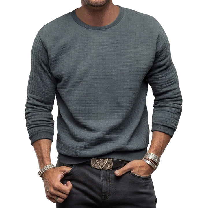 Herren nan strukturiertes Rundhals-Sweatshirt aus gesteppter Baumwollmischung Drune