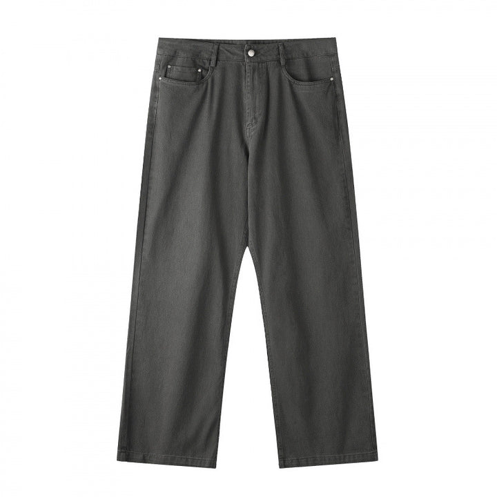 Herren Weite gerade geschnittene Denim-Jeans mit hoher Leibhöhe und Five-Pocket-Design Drune