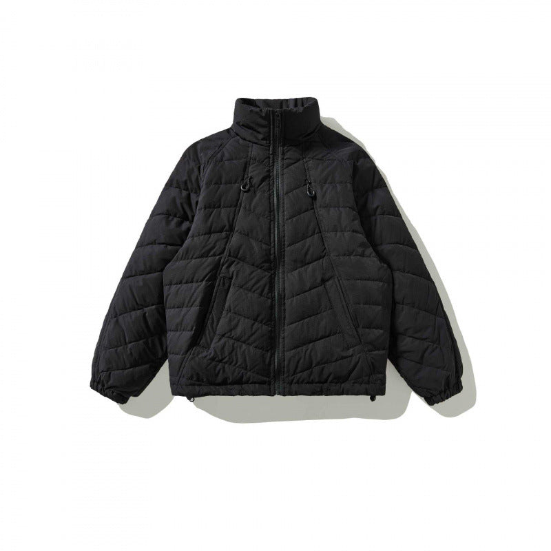 Unisex Gepolsterte Steppjacke mit hohem Kragen, Kordelzugsaum und elastischen Bündchen Drune