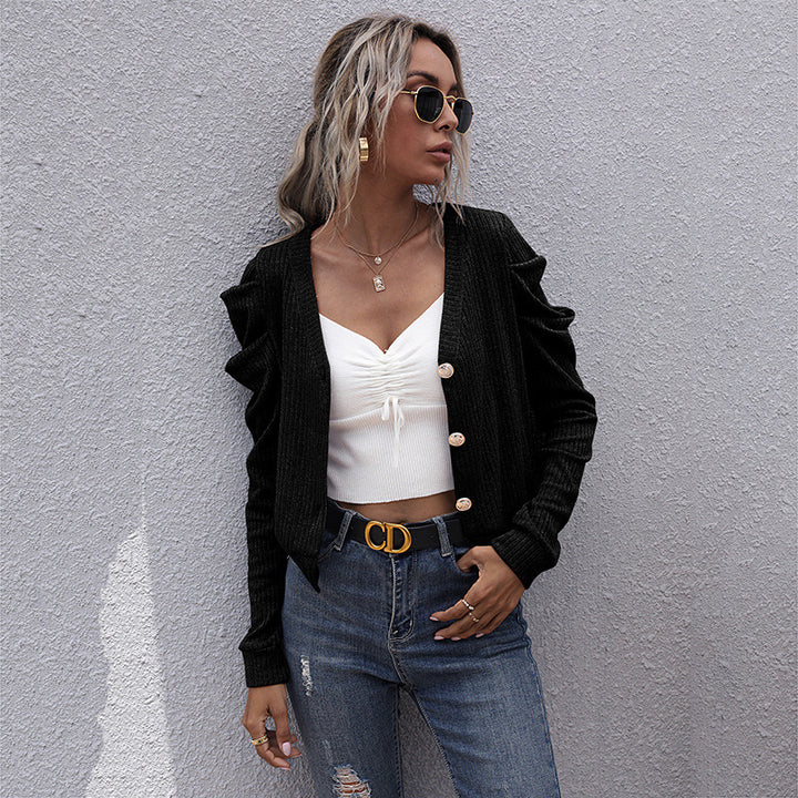 Damen Modischer Cardigan mit Rüschendetails Drune