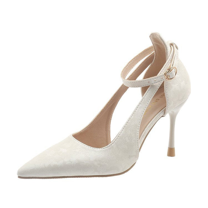 Damen Spitzen High Heels mit eleganter Fesselriemenverzierung Drune