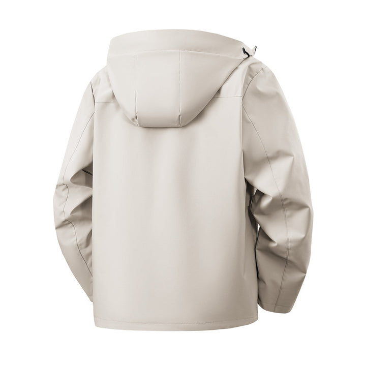 Herren Minimalistische Softshell-Kapuzenjacke mit mattierter Oberfläche, kontrastierenden Besätzen und verdecktem Zwei-Wege-Reißverschluss Drune