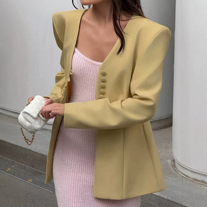 Damen Sculpturaler taillierter Blazer mit markanter Schulterpartie Drune