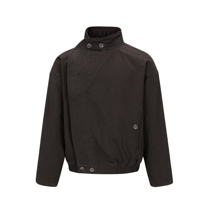 Herren Asymmetrische Kurzjacke mit Stehkragen, gesteppter Frontblende und elastischem Saum Drune