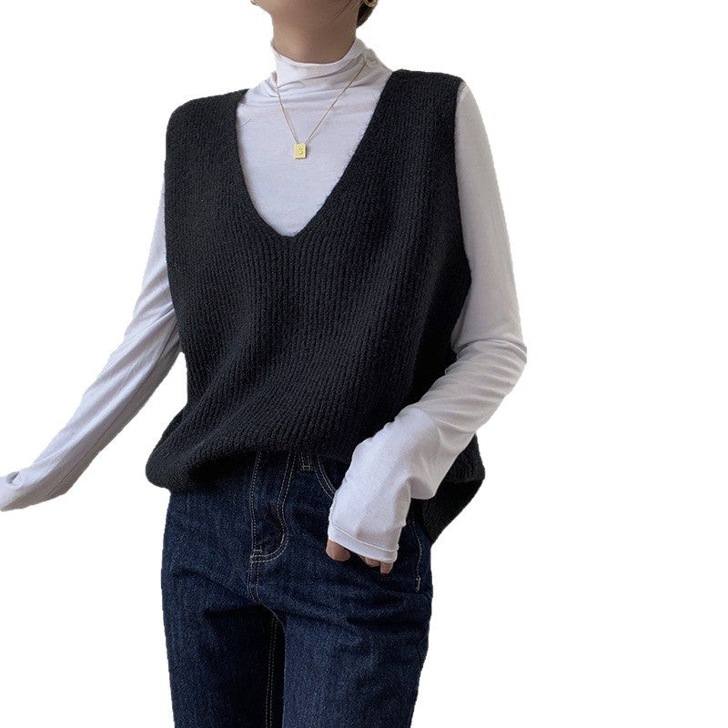 Damen Strickweste mit modernem V-Ausschnitt und feiner Textur Drune