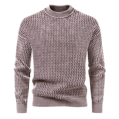 Herren Strukturierter Feinstrick-Pullover mit Stehkragen und Zickzackmuster Drune