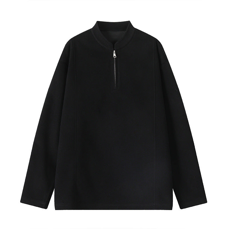 Herren Modernes Halbzip-Sweatshirt mit kurzem Reißverschluss und cleanem Minimaldesign Drune