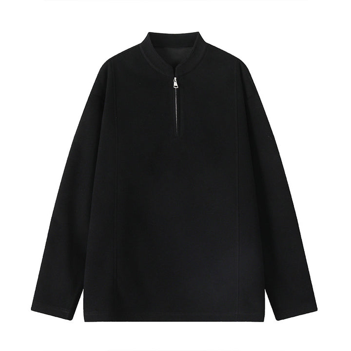 Herren Modernes Halbzip-Sweatshirt mit kurzem Reißverschluss und cleanem Minimaldesign Drune