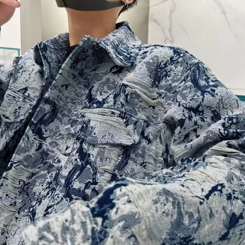 Herren lässige Überhemdjacke mit einzigartigem Denim-Design und modischen Akzenten Drune