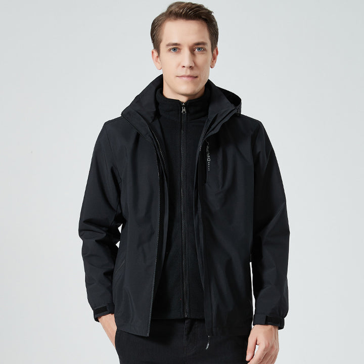 Damen leichte wasserabweisende Freizeit-Outdoorjacke mit verstellbarer Kapuze und verdecktem Reißverschluss Drune