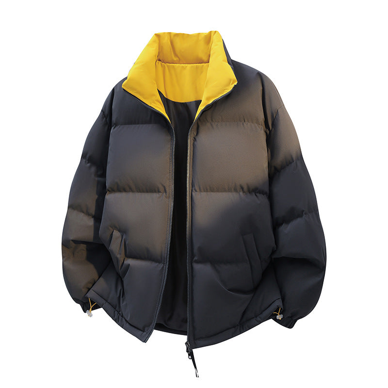 Unisex Oversize-Steppjacke mit hohem Kragen, zweifarbiger Innenfütterung & verstellbarem Saum Drune