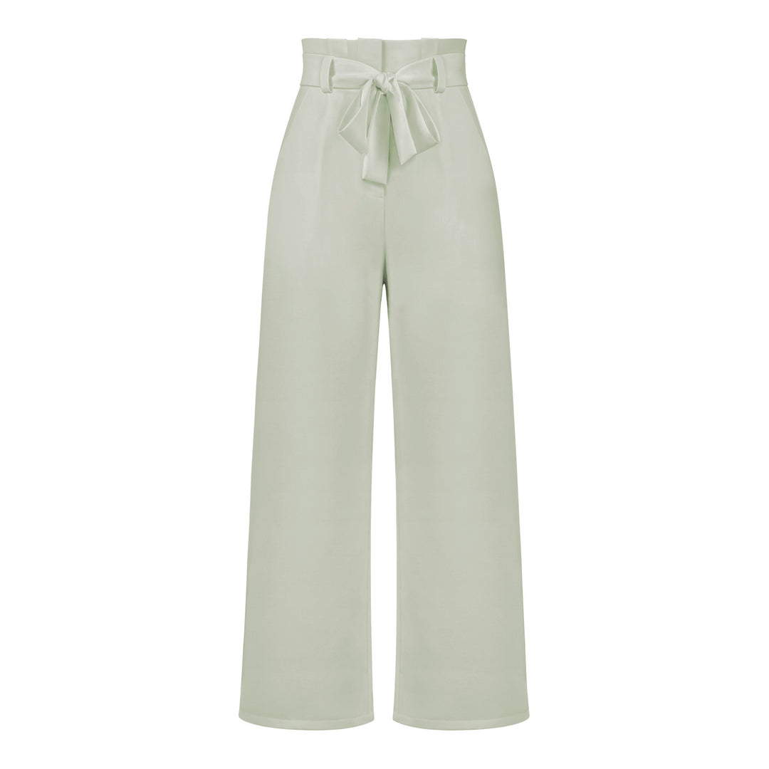 Damen Weit geschnittene Hochbundhose mit Bindegürtel Drune