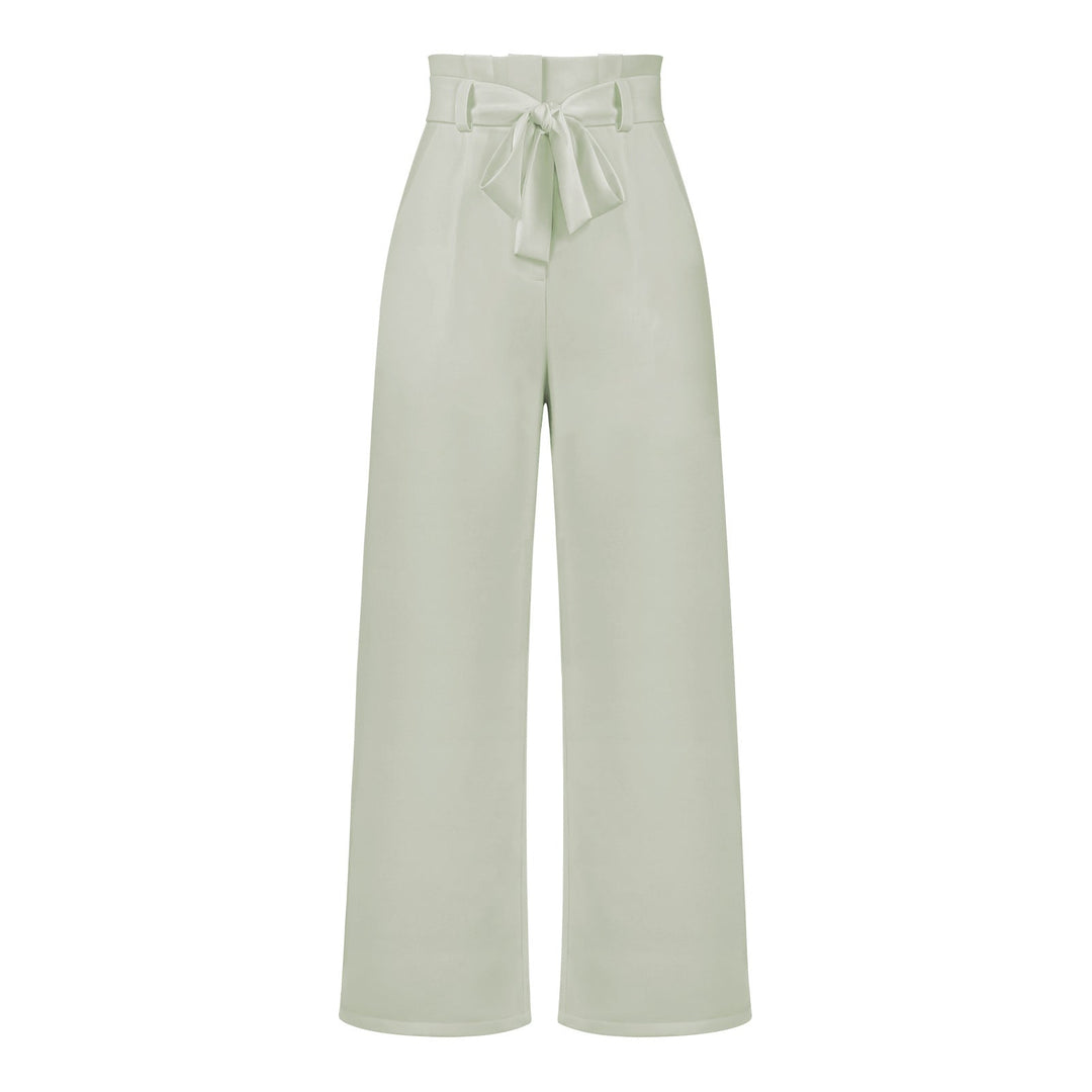 Damen Weit geschnittene Hochbundhose mit Bindegürtel Drune